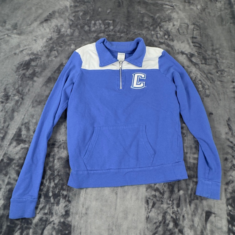 PINK Victoria's Secret Quarter Zip Sweatshirt Women Small Blue Creighton NCAA